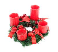 Britesta Couronne de l'Avent avec ornements rouges & 4 bougies à LED
