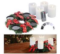 Britesta : Couronne de l'Avent avec ornements rouges et 4 bougies LED blanches G