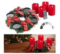 Britesta : Couronne de l'Avent avec ornements rouges et 4 bougies LED rouges G