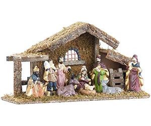 Britesta Crèche de Noël en Bois avec Figurines en Porcelaine peintes à la ma...