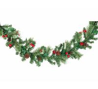 Guirlande de sapin décorative 180 cm avec véritables pommes de pin - Lumineux Vert G