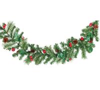 Guirlande de sapin décorative avec baies, pommes et vraies pommes de pin, 180 cm Britesta