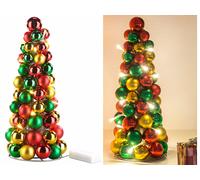 Britesta Cône de Noël : Pyramide de Sapin de Noël Lumineuse à LED avec Boules colorées de 30 cm (cône de Noël Lumineux, Pyramide sphérique de Noël, éclairage de Noël)