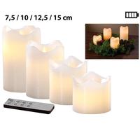 Set de 4 bougies LED en cire véritable - Blanc avec flamme vacillante