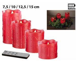 Britesta Set de 4 bougies LED en cire véritable - Rouge