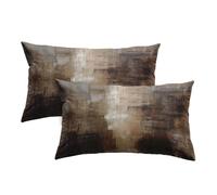 Britimes Housse de Coussin Décorative, Décoration Moderne de la Maison, 30,5 x 50,8 cm, Lot de 2, Peinture à l'Huile Abstraite, Housse de Coussin pour Chambre, Salon, Canapé, Brun/Gris/Beige