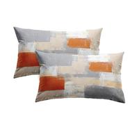 Britimes Housses de coussin décoratives modernes pour la maison, 30,5 x 50,8 cm Lot de 2, housses de coussin décoratives, peintures à l'huile abstraites pour la chambre à coucher, salon, beige orange