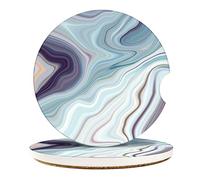 Britimes Lot de 2 dessous de verre absorbants pour porte-gobelet, pierre en céramique de 6,5 cm et base en liège anti-rayures
