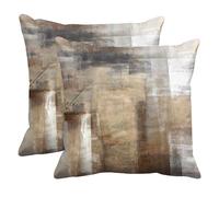 Britimes Lot de 2 Housses de Coussin décoratives Modernes à l'huile pour Chambre à Coucher, Salon, canapé, Taupe, Gris, Marron, Beige - 45,7 x 45,7 cm