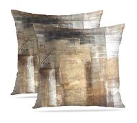 Britimes Lot de 2 Housses de Coussin décoratives Modernes à l'huile pour Chambre à Coucher, Salon, canapé, Taupe, Gris, Marron, Beige - 45,7 x 45,7 cm