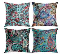 Britimes Lot de 4 housses de coussin vintage - Motif cachemire - 45,7 x 45,7 cm