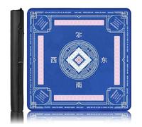 Britimes Mahjong Tapis de jeu avec sac de transport noir antidérapant Bleu 80 x 80 cm en caoutchouc multi-usage pour cartes de Mahjong, dominos, jeux de société