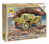 British Armored Scout Voiture Dingo Mk-I Plastique Kit 1:100 Model Zvezda