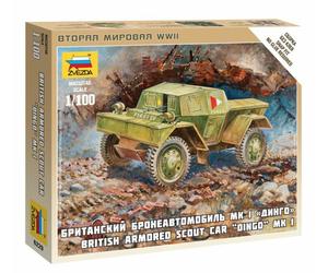 British Armored Scout Voiture Dingo Mk-I Plastique Kit 1:100 Model Zvezda