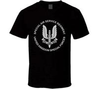 British Army SAS Special Air Service Special Forces Men Cotton T-Shirt Print Tee Shirts Black L