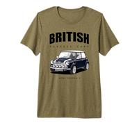 British Classic Car Mini Voiture de Sport Bleu foncé T-Shirt Haut de Gamme