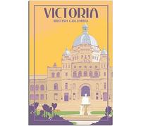 British Columbias Victoria Skyline Vintage Rétro Mur Art Toile Affiche Art Imprimer Chambre Décoration Accueil Décoration Sans cadre 30x45cm