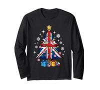 British England Flag Christmas Tree Lights Xmas Cute Costume Manche Longue