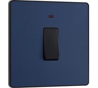British General Evolve Interrupteur double pôle Bleu mat 20 A Indicateur LED Plaque murale