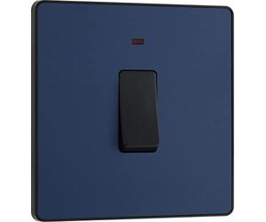 British General Evolve Interrupteur double pôle Bleu mat 20 A Indicateur LED Plaque murale