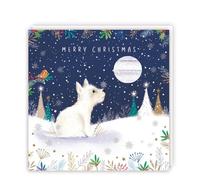 British Heart Foundation Lot de 5 cartes de Noël caritatives Motif chien Westie et pleine lune Design artistique festif Fabriqué au Royaume-Uni Respectueux de l'environnement