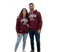 British Heritage Brands LE129MOW Unisex London England Hoodie Hooded Sweatshirt Maroon Off White XS-2XL 2XL