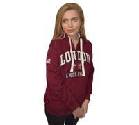 British Heritage Brands LE129ZMOW Unisex London England Zipped Hooded Sweatshirt Maroon S
