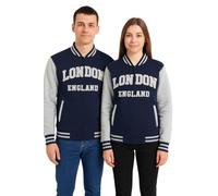 British Heritage Brands LE170NG London England Unisex Baseball Jacket Navy Grey S