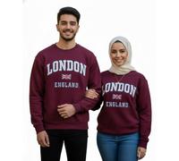 British Heritage Brands LE201MOW Unisex London England Sweatshirt Maroon Off White XS-2XL L