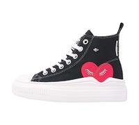British Knights Femme Kaya Flow Mid Basket, Cœur Noir et Rouge, 40 EU