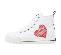 British Knights Femme Kaya Mid Basket, Blanc, Noir, cœur Rouge, 38 EU