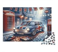 British Mini Car Colourful London Street Car 1000 Pieces Adult Jigsaws Birthday Fun Activity for Rainy Days 38x26cm/1000pcs