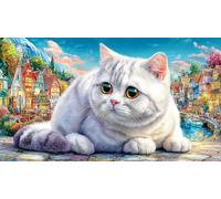 British-Shorthair 1000 pièces Puzzle pour Adultes et Enfants de 12 Ans et Plus Papier recyclé Jeu Familial Amusant & Stimulant pour décoration Murale 38x26/1000 pièces