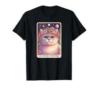 British Shorthair Carte de Tarot Motif Chat Floral Boho T-Shirt