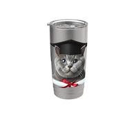 British Shorthair Cat Casquette de cérémonie de remise de diplôme Gobelet isotherme en acier inoxydable double paroi