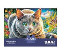 British Shorthair Puzzle 1000 Piece pour Adultes, Puzzle Difficile Jeu D'adresse pour Toute La Famille 70x50cm/1000pcs