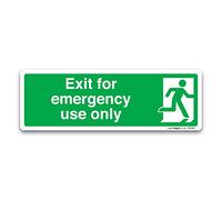 British Standard Fire Exit direction de sécurité Signes Autocollant Stickers muraux en vinyle, Vinyle autoadhésif, Exit For Emergency Use Only, 45x15cm