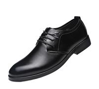 British Style Mens Leather Oxfords Lace Up Round Toe Business Dress Shoes Versatile Classic Formal Footwear(38 EU)