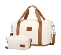 British Traveller Sac de Voyage 40x30x22CM Grand Sac de Voyage de Week-End Sac d'Hôpital Extensible Sac avec Trousse de Toilette Sac de Sport de Gym Sac de Cabine Avion(Blanc)