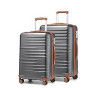 British Traveller Set de 2 Valise Rigide Trolley Bagages, Valise de Voyage avec roulettes 4x360 degrés et Serrure TSA, 64/74cm cm (Gris)