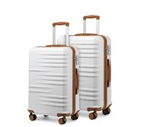British Traveller Set de 2 Valise Rigide Trolley Bagages, Valise de Voyage avec roulettes 4x360 degrés et Serrure TSA, 64/74cm cm (Blanc)
