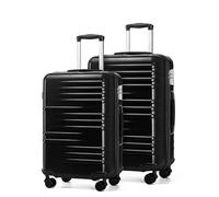 British Traveller Set de 2 Valise Rigide Trolley Bagages, Valise de Voyage avec roulettes 4x360 degrés et Serrure TSA, 64/74cm cm (Noir)