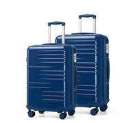 British Traveller Set de 2 Valise Rigide Trolley Bagages, Valise de Voyage avec roulettes 4x360 degrés et Serrure TSA, 64/74cm cm (Marine)