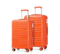 British Traveller Set de 2 Valise Rigide Trolley Bagages, Valise de Voyage avec roulettes 4x360 degrés et Serrure TSA, 64/74cm cm (Orange)