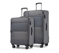 British Traveller Set de 2 Valises Souple Extensible Valise Soute (57.5/68.5cm) Valise à 4 roulettes avec Serrure TSA Intégré, Gris