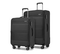 British Traveller Set de 2 Valises Souple Extensible Valise Soute (57.5/68.5cm) Valise à 4 roulettes avec Serrure TSA Intégré, Noir