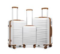 British Traveller Set de 3 Valise 74.5cm, Valise de Voyage avec roulettes 4x360 degrés et Serrure TSA (Blanc)