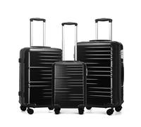 British Traveller Set de 3 Valise 74.5cm, Valise de Voyage avec roulettes 4x360 degrés et Serrure TSA (Noir)