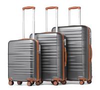 British Traveller Set de 3 Valise Rigide Trolley Bagages, Valise de Voyage avec roulettes 4x360 degrés et Serrure TSA, 54/64/74cm cm (Gris)