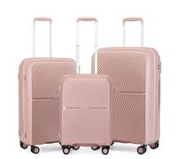 British Traveller Set de 3 Valises, Rigide Valise de Voyage à 4 roulettes et Serrure TSA, 55/67/76 cm (Rose)